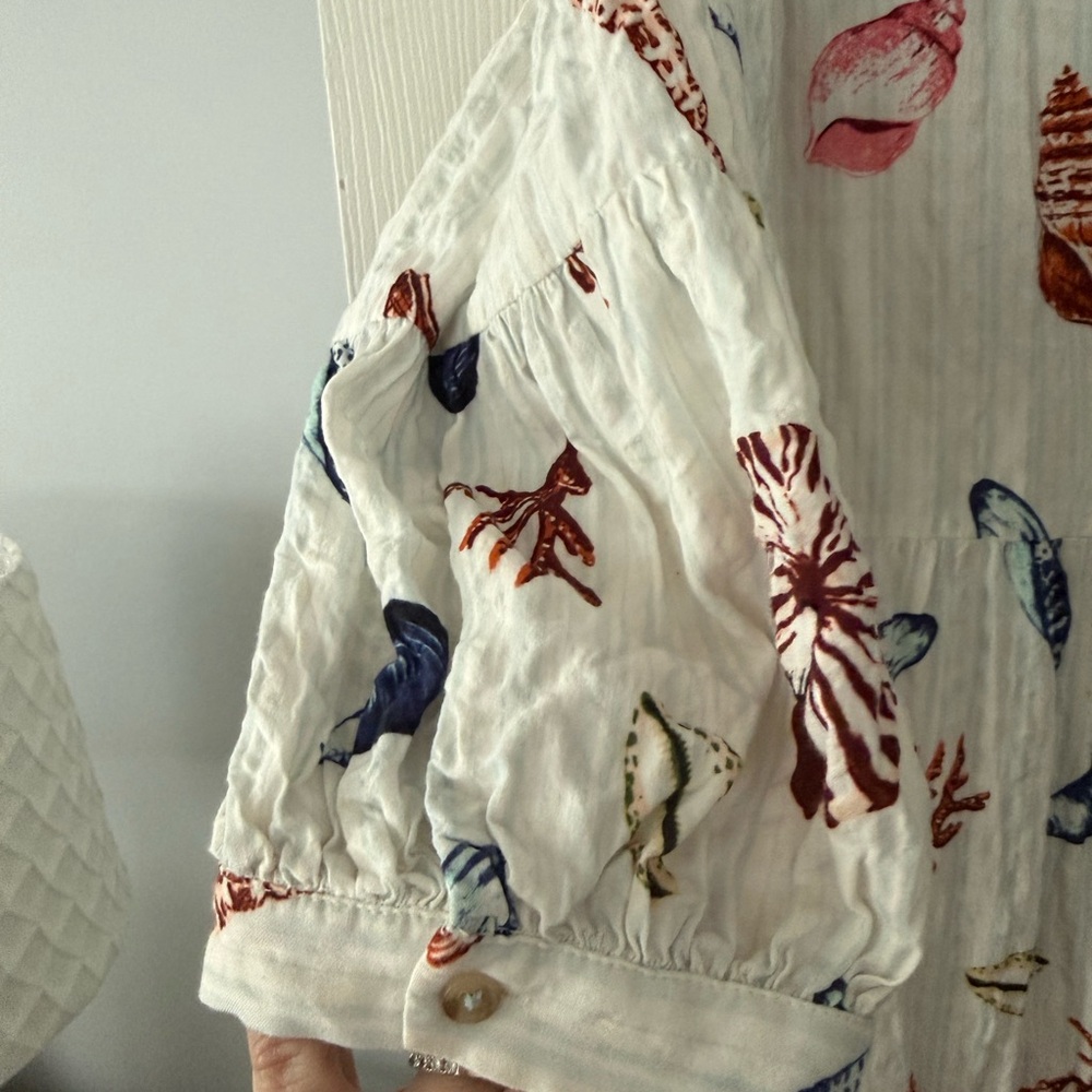 Anthropologie White Maxi Dress with Colorful Pattern - Picture 3 of 5